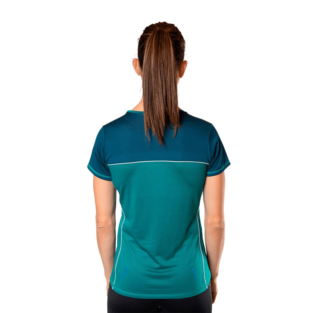 Camiseta de Trail Running para Mujer Trangoworld Sezze Verde/Azul 4/6