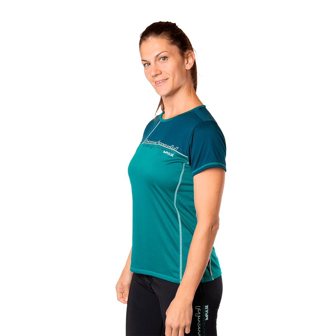 Camiseta de Trail Running para Mujer Trangoworld Sezze Verde/Azul 3/6