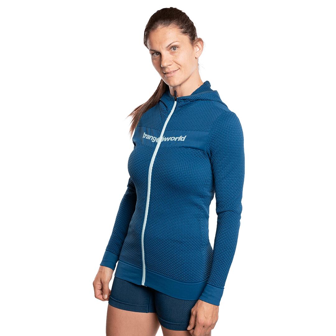 Sudadera con cremallera de Trail Running para Mujer Trangoworld Myre Azul/Azul 3/6