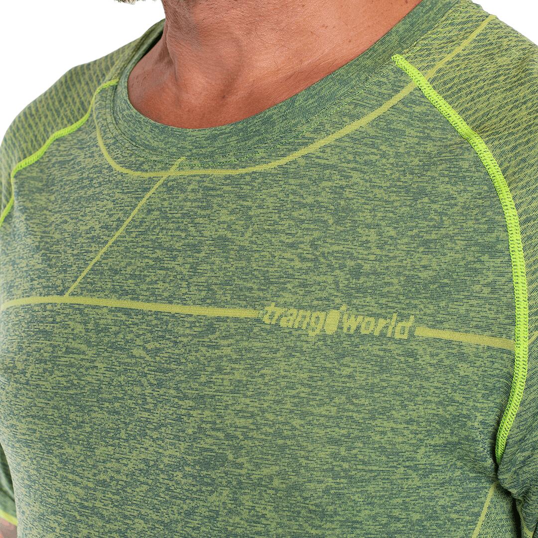 Camiseta de Trail Running para Hombre Trangoworld Bozen Azul/Verde 3/4