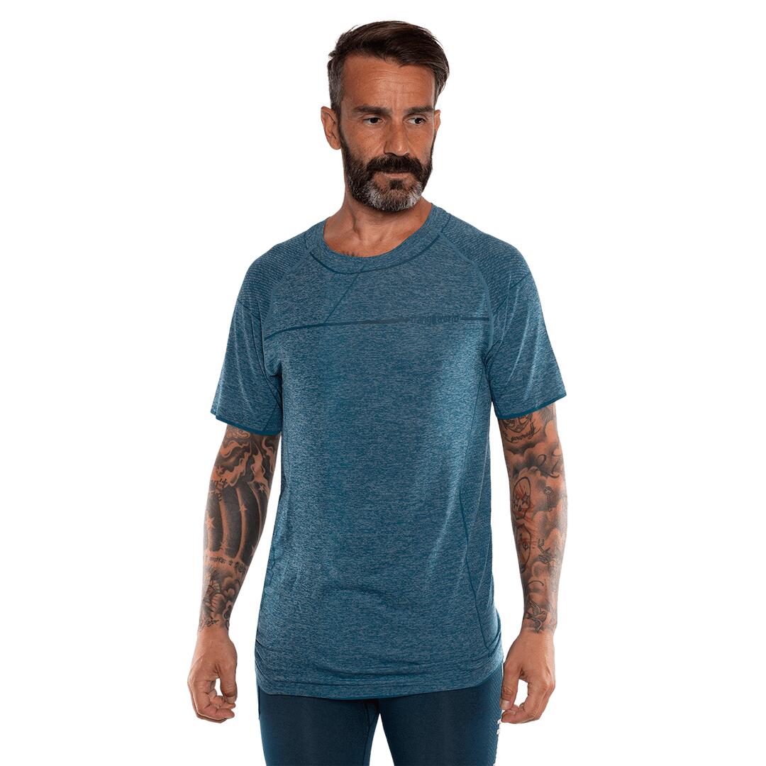 Camiseta de Trail Running para Hombre Trangoworld Bozen Azul/Blanco 3/6