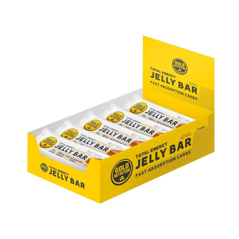 CAIXA DE 15 BARRAS ENERGÉTICAS JELLY BAR LARANJA - 30 G