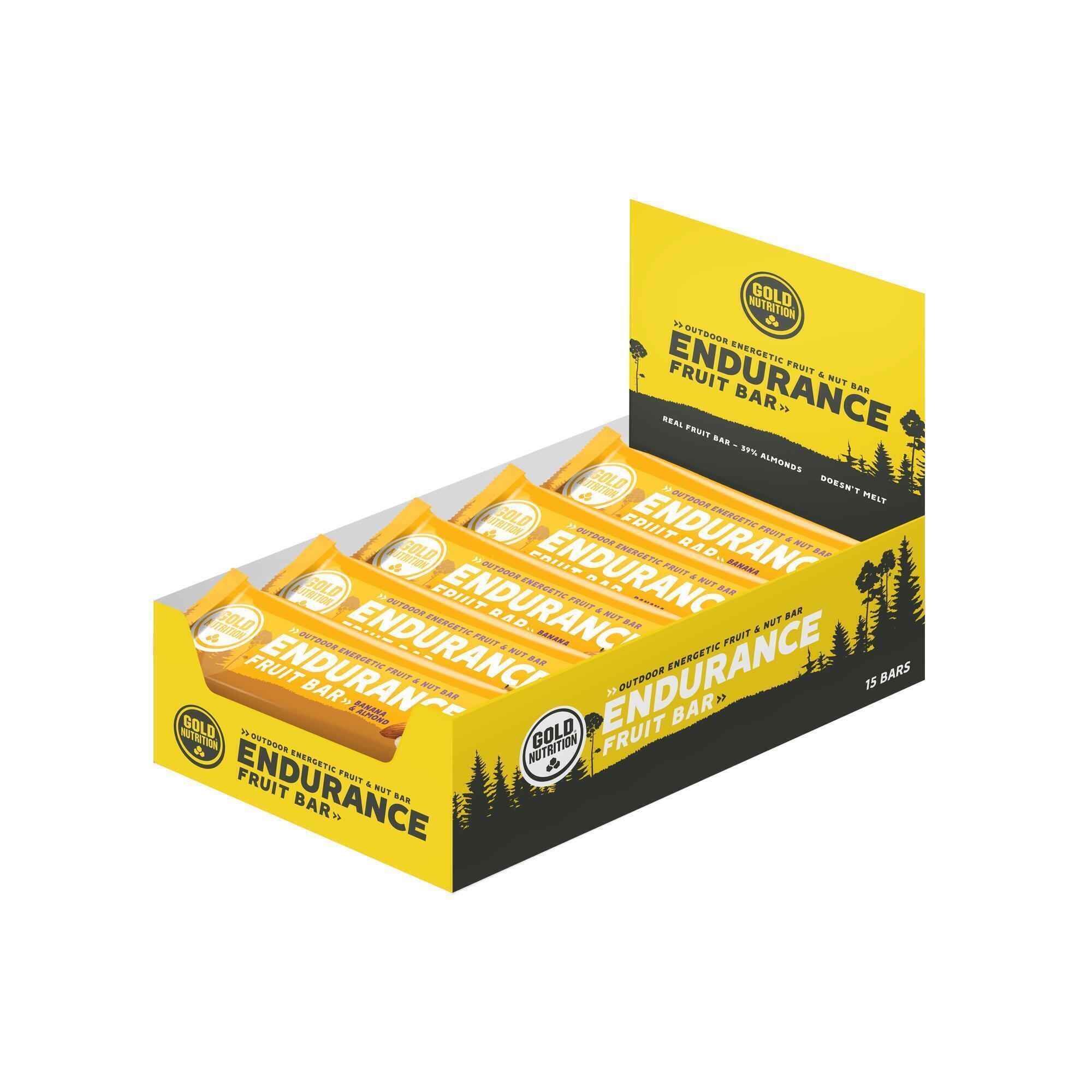 GOLD NUTRITION CAIXA DE 15 BARRAS ENERGÉTICAS ENDURANCE FRUIT BAR  BANANA  & AMÊNDOA- 40 G