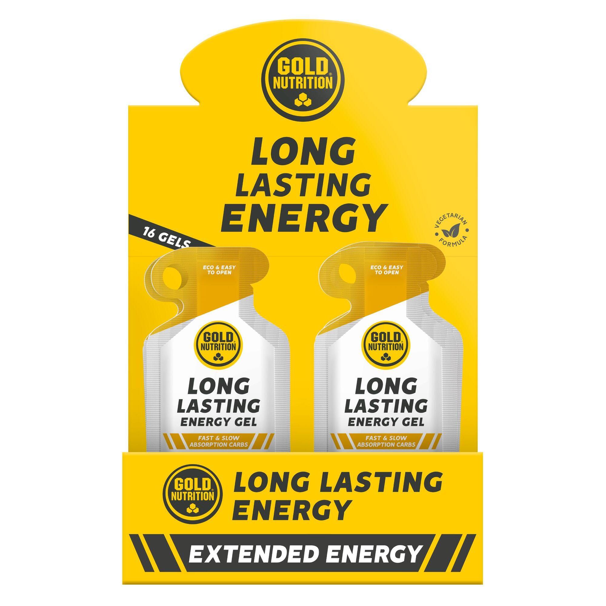 CAIXA DE 16 GÉIS ENERGÉTICOS LONG LASTING GEL BANANA - 40 G