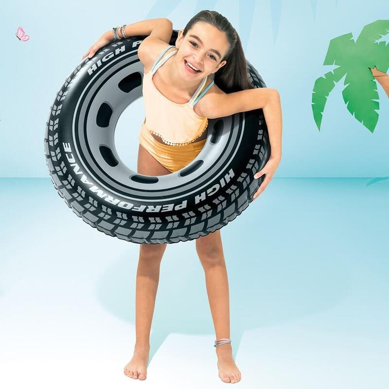 Giant Tire Children's Inflatable Swim Ring 36" - Grey/Black