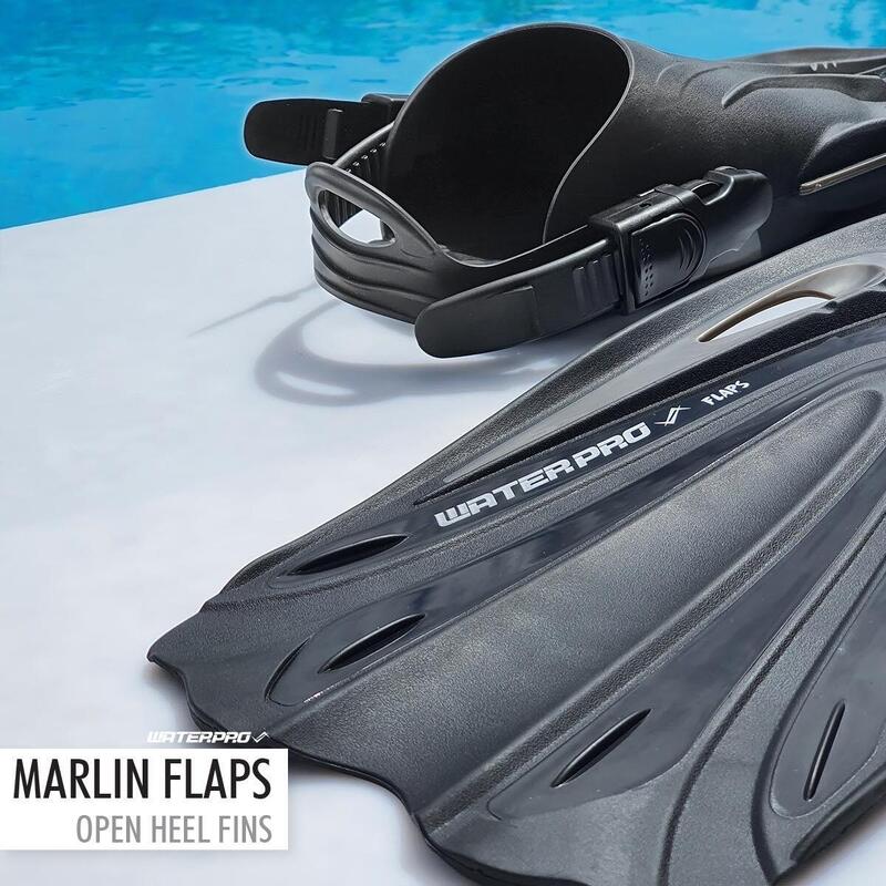 Marlin Flaps Adult Scuba-Diving Open Heel Diving Fins - Black