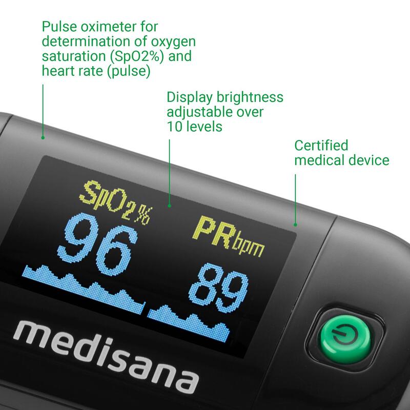 Oxímetro con Pulsometro Medisana PM 100 Pulsioxímetro negro