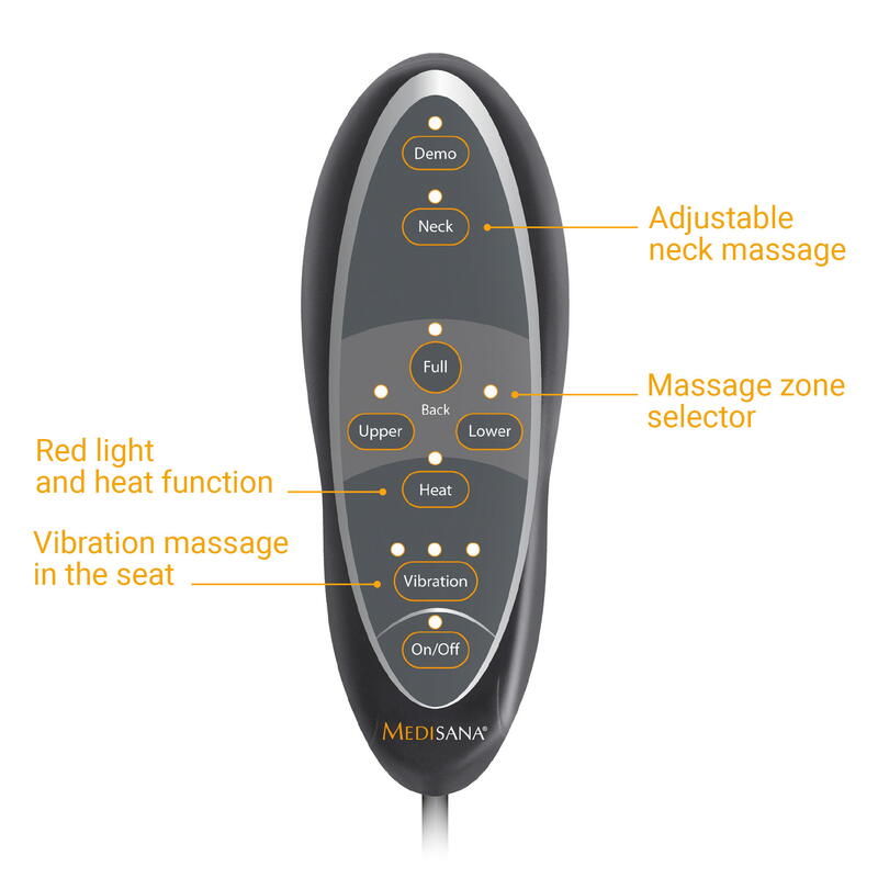 medisana MCN Shiatsu Support de massage dos et nuque 3 niveaux d'intensité