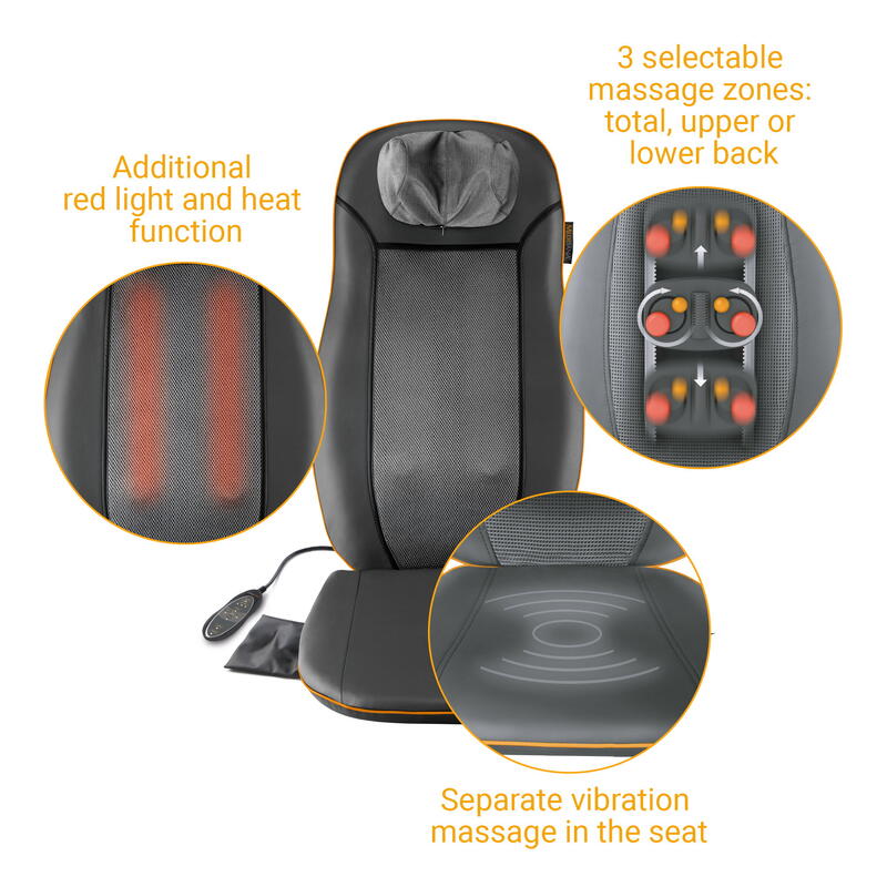 medisana MCN Shiatsu Support de massage dos et nuque 3 niveaux d'intensité