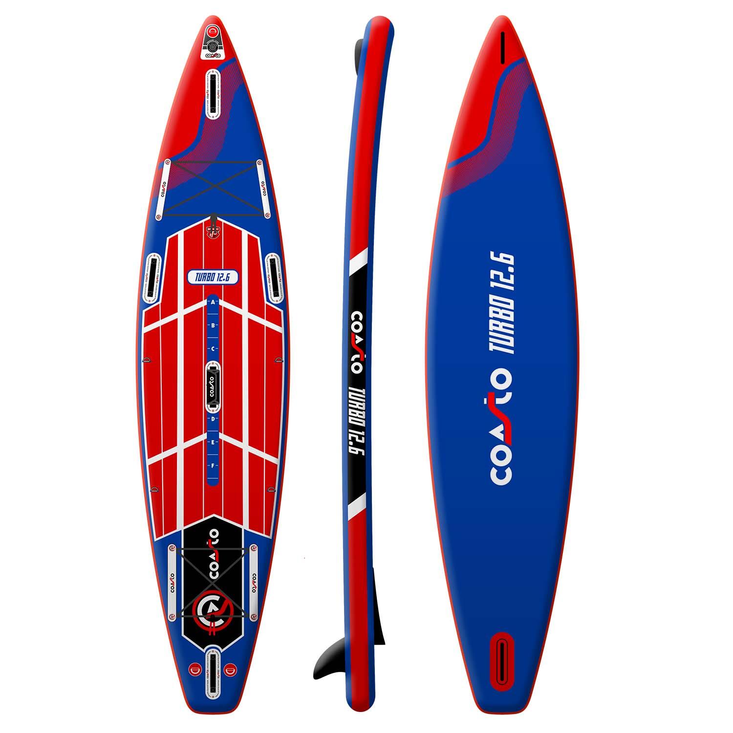 Nafukovací paddleboard SUP COASTO Turbo 12'6'' blue/red 2/7