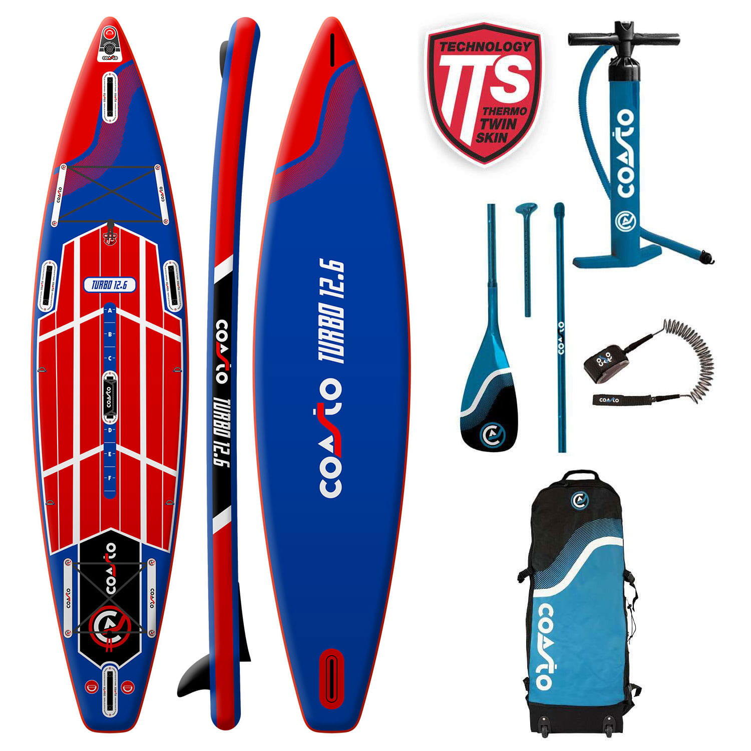 COASTO Paddleboard COASTO Turbo 12'6'' blue/red