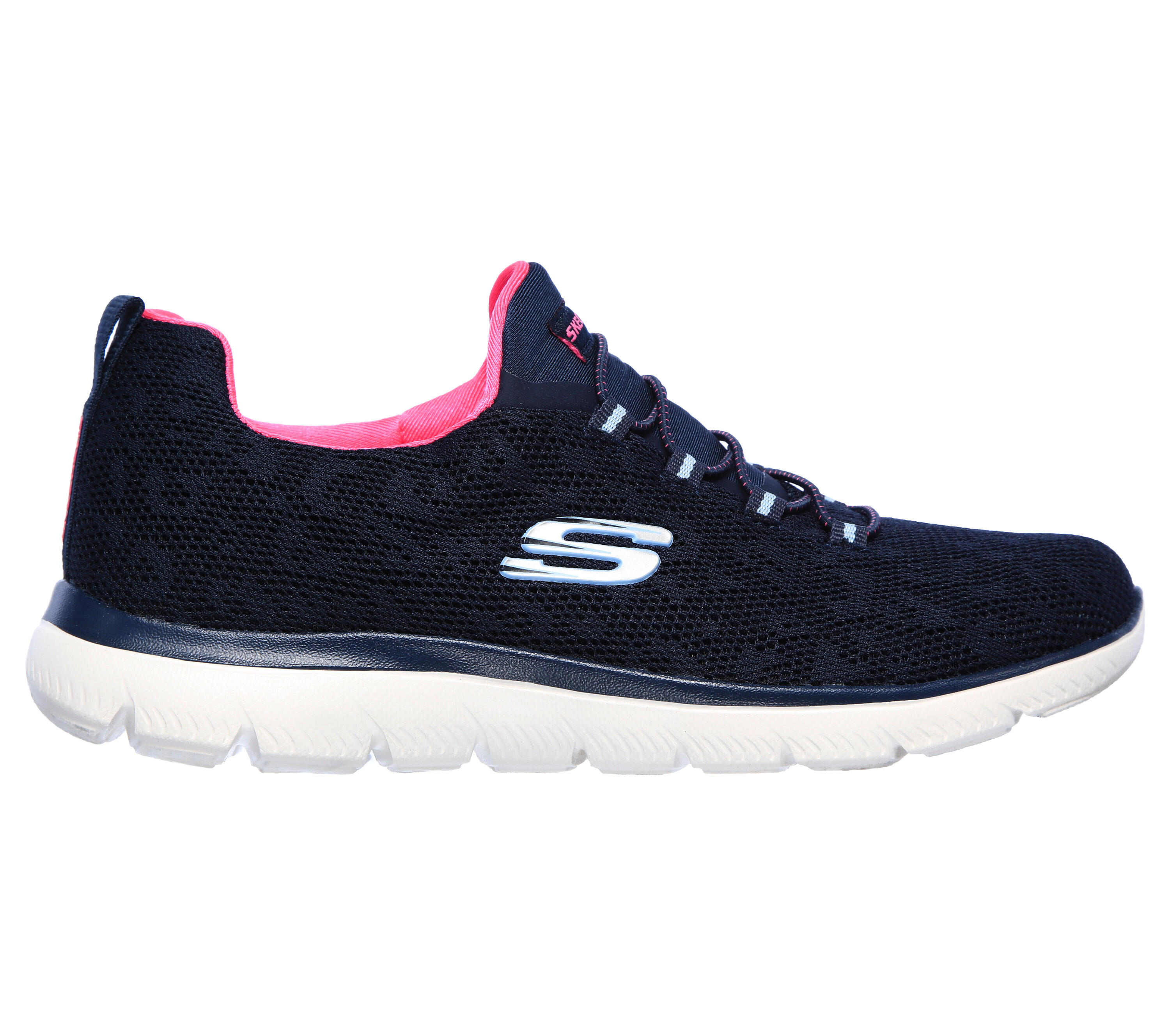 SKECHERS Femmes SUMMITS LEOPARD SPOT Sneakers Bleu marine / Rose vif 5/5