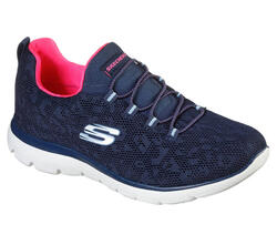 SKECHERS Femmes SUMMITS LEOPARD SPOT Sneakers Bleu marine / Rose vif