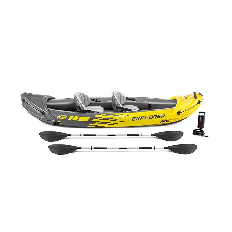 Explorer K2 Inflatable 2person Kayak Set Yellow Decathlon