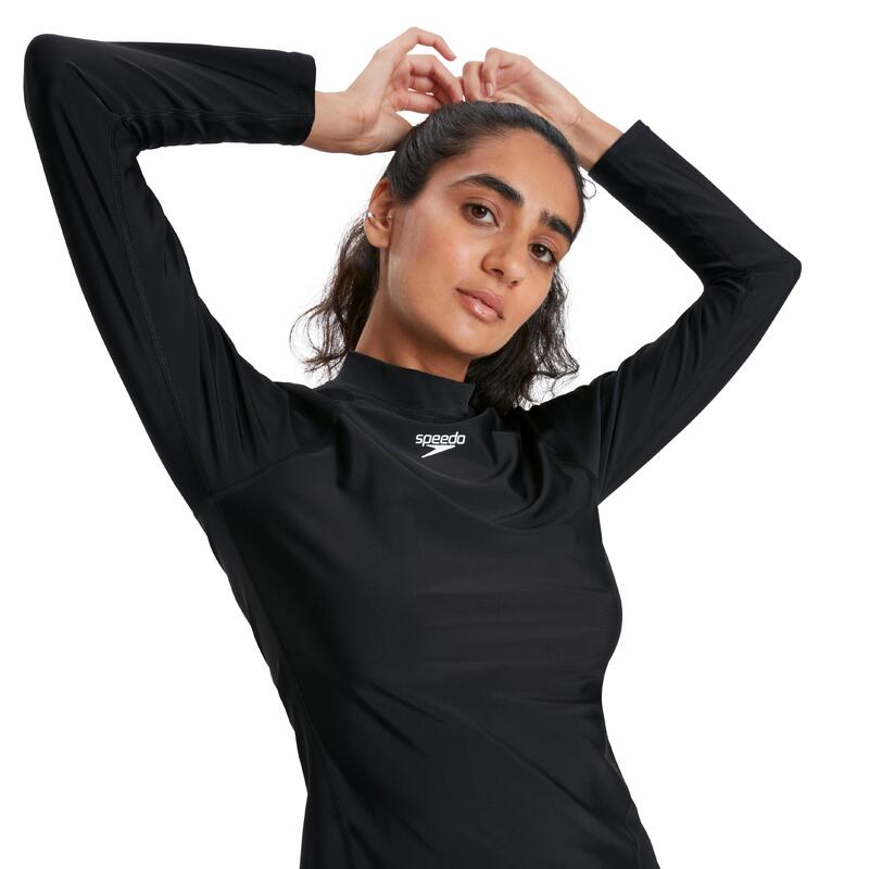 ECO ENDURABRITE LADIES' ESSENTIAL LONG SLEEVE RASH TOP - BLACK