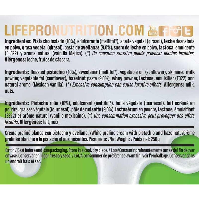 Natillas energéticas Life Pro Fit Food Protein Cream Real Pistachio 250g