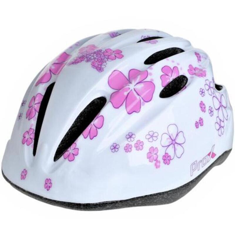 Kinderfietshelm meisjes - Wit/Roze bloemetjes kinderhelm