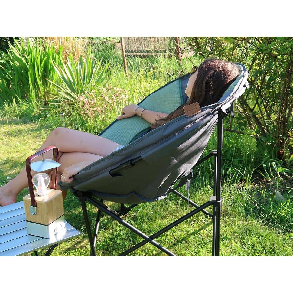 Poltrona Pieghevole Da Campeggio Con Portabevande E Tasca Termica - Nero/Crema