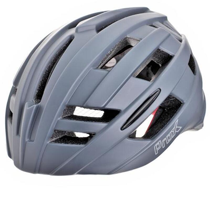 Casque de vélo Route/MTB - 52-58cm - Bleu mat-gris - Lumière rouge - Hommes/Fem