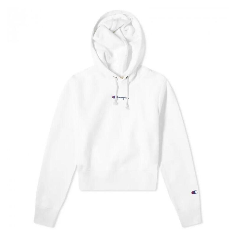 Reverse Weave Cropped Small Script Logo Hooded  Sweat-shirt Femme