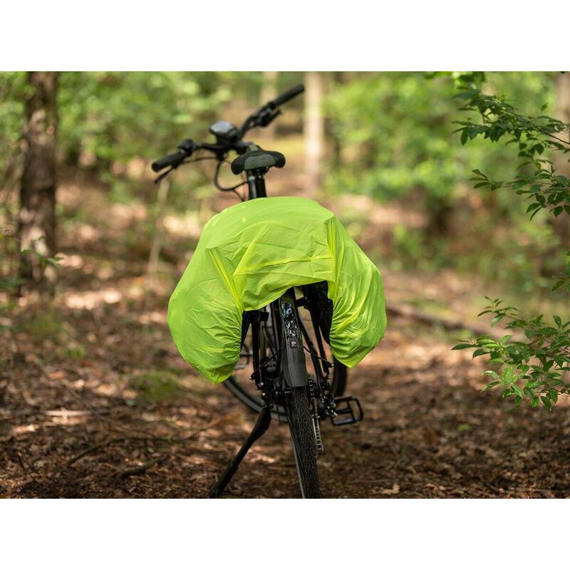 Genți duble bicicletă, impermeabile, 43L, negru/gri, husă ploaie