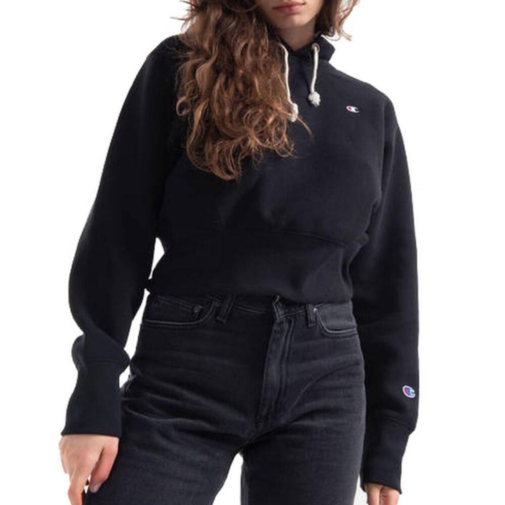 Champion - Reverse Weave Small Logo Crop Hooded  Sweat-shirt Femme - Sweat-shirt - Noir - 40 M - Decathlon