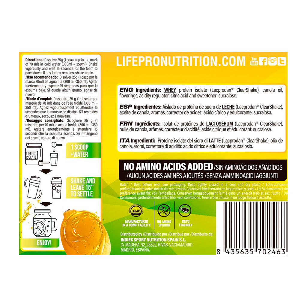 100% clear isolate zero - 800g Limonade de LifePRO 3/5