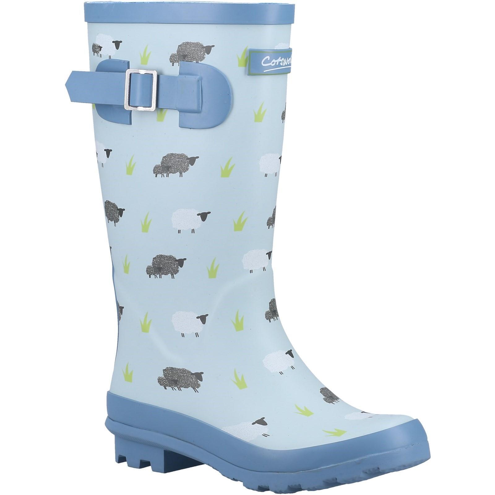 COTSWOLD Womens/Ladies Farmyard Sheep Wellington Boots (Blue)