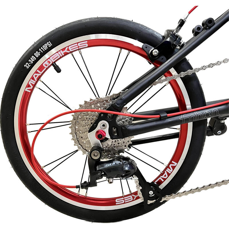 (Unassembled)Zephyr 349 16 inches RIM V Brake 18s Folding Bike - Matt Black/Red