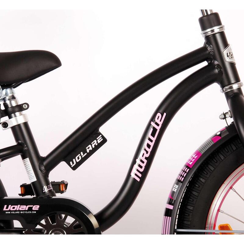 Vélo pour enfants - Volare Miracle Cruiser - Filles - 16 pouces - Noir mat