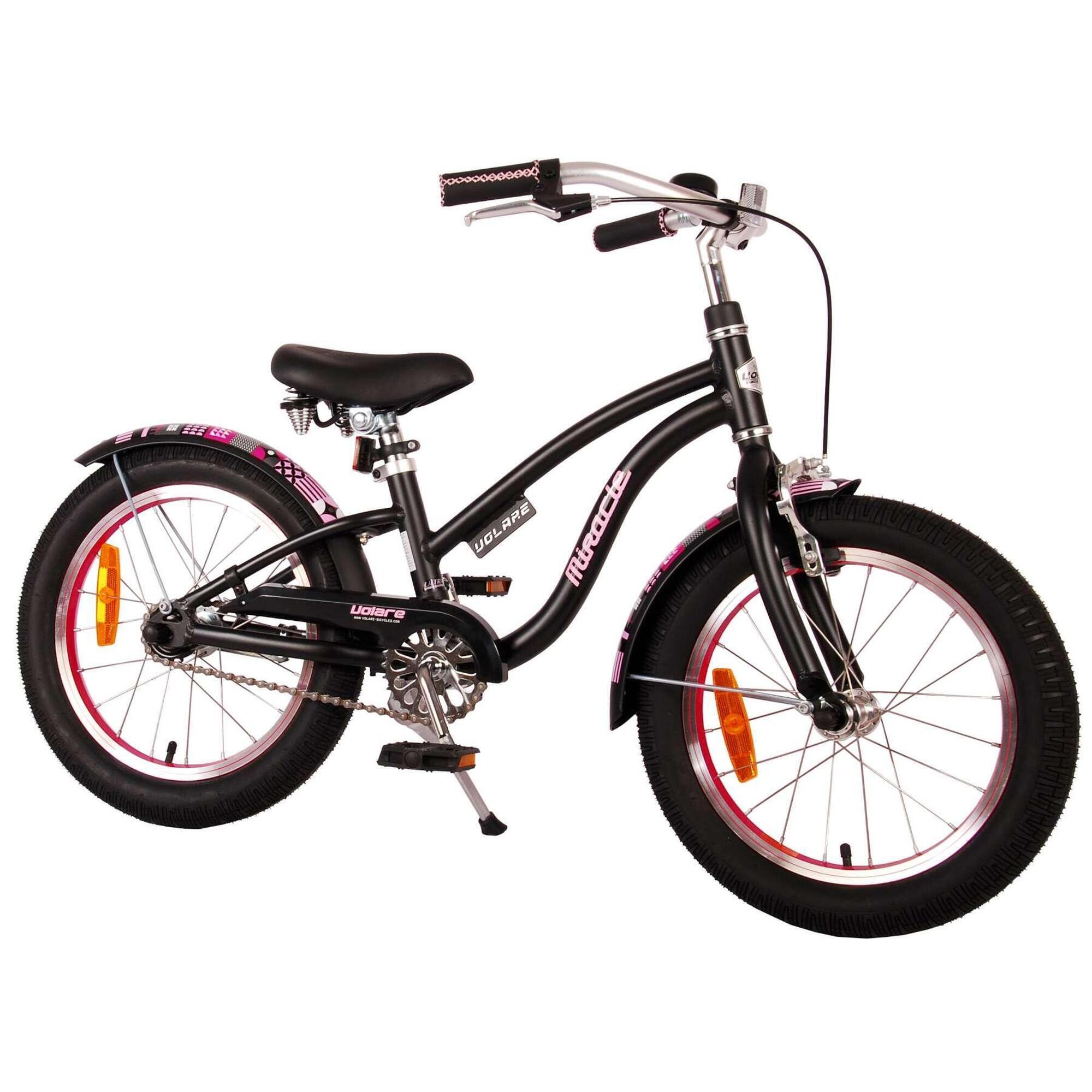 VOLARE BICYCLES Kinderfahrrad Volare Miracle Cruiser - Mädchen - 16 Zoll - Mattschwarz