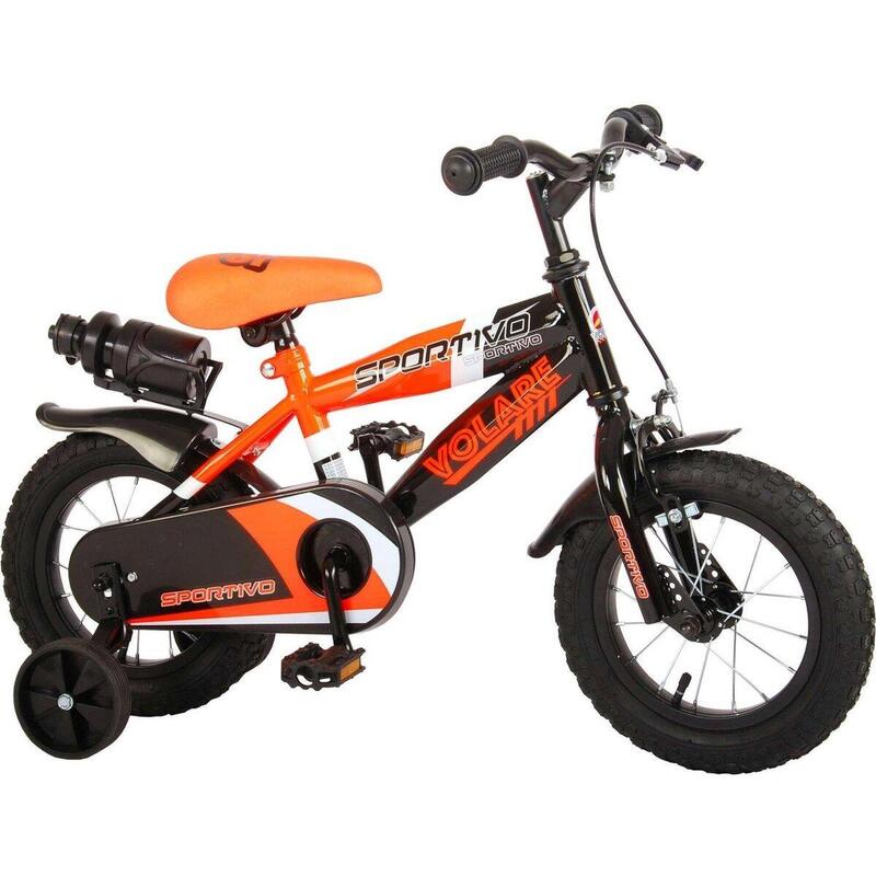 Vélo pour enfants Volare Sportivo - Garçons - 12 pouces - Neon Orange / Black