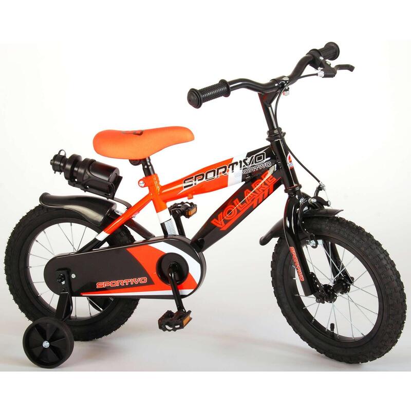 Kinderfiets Volare Sportivo - Jongens - 14 inch - Neon Oranje/Zwart