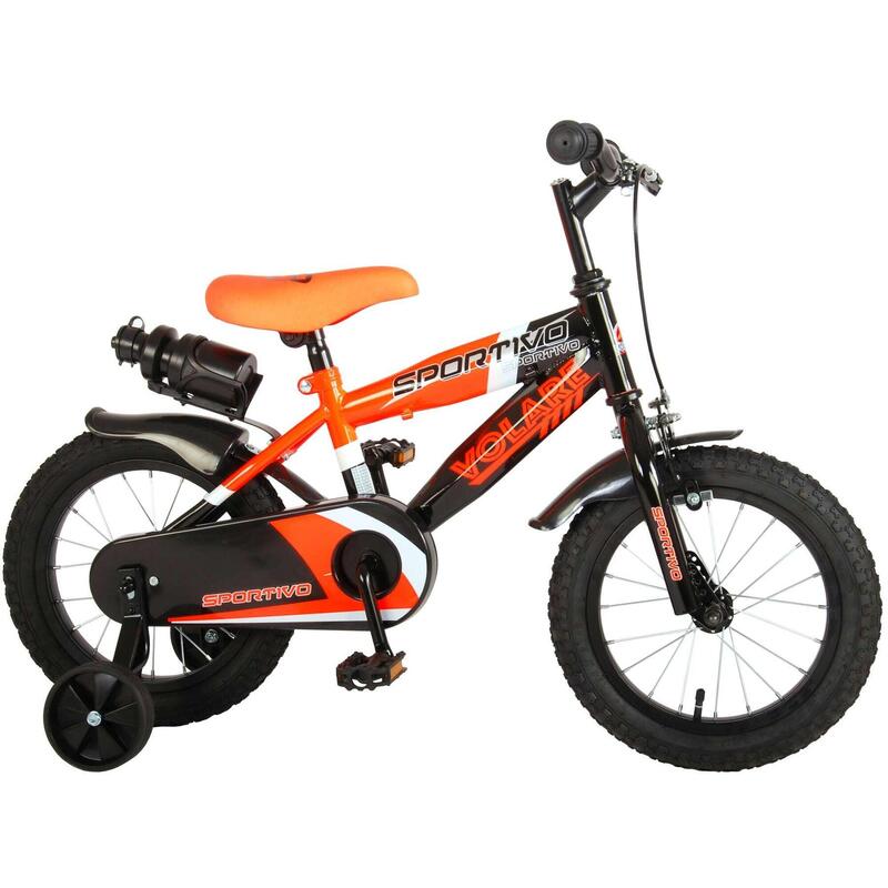 Kinderfiets Volare Sportivo - Jongens - 14 inch - Neon Oranje/Zwart