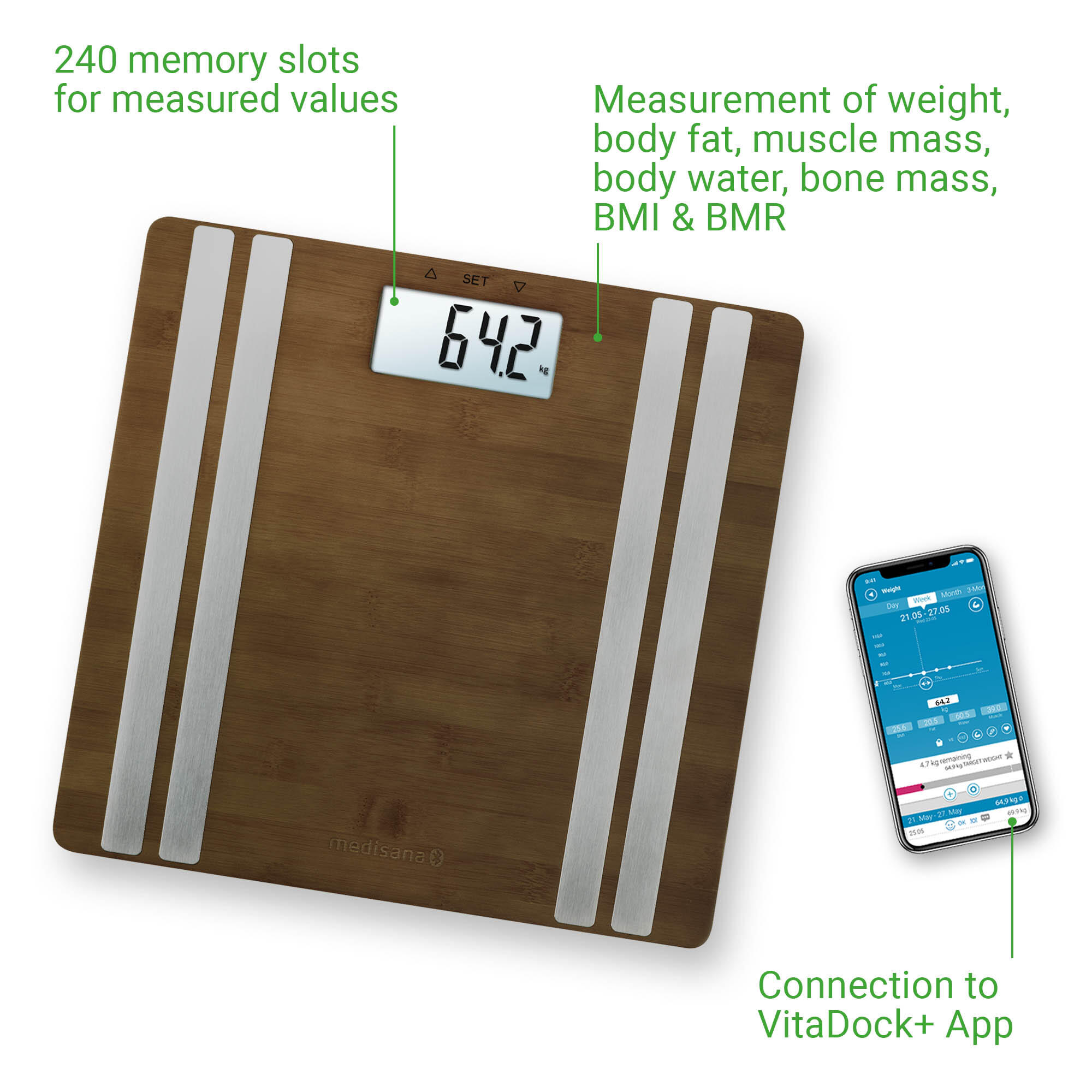 medisana BS 552 connect with App Bamboo Body Analysis Scale 180 kg 5/7