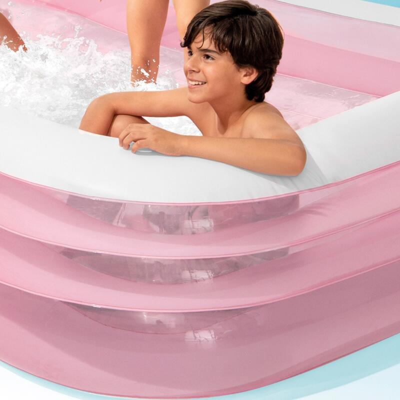 Piscina hinchable para niños rosa c/suelo acolchado 166x100x25 cm INTEX