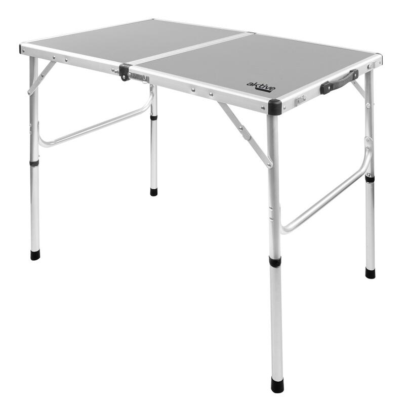 AKTIVE - Table de Camping Pliante, Réglable en 2 Hauteurs, 90x60x40/70 cm, Gris