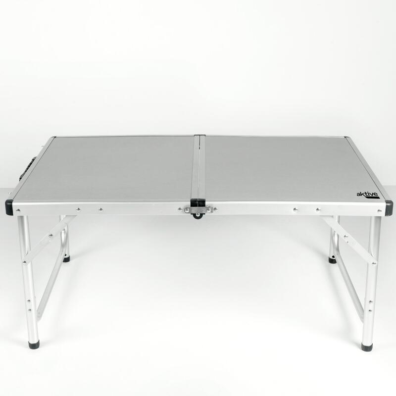 AKTIVE - Table de Camping Pliante, Réglable en 2 Hauteurs, 90x60x40/70 cm, Gris