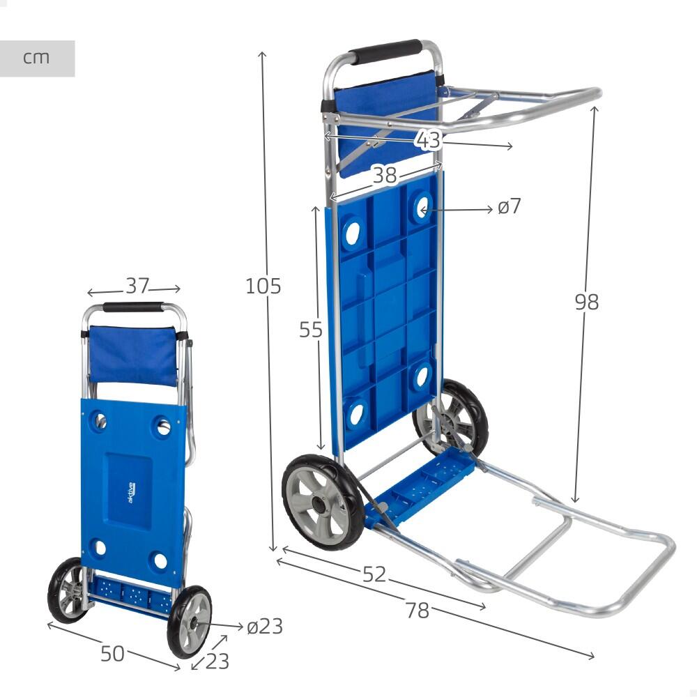 Chariot de plage pliable avec base extensible Aktive 4/7