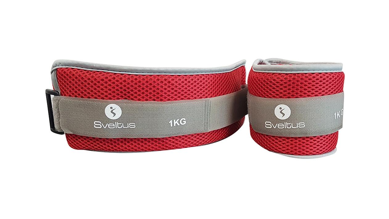 Aquaband 2x1kg Sveltus red weighted cuffs for wrists/ankles 2/6