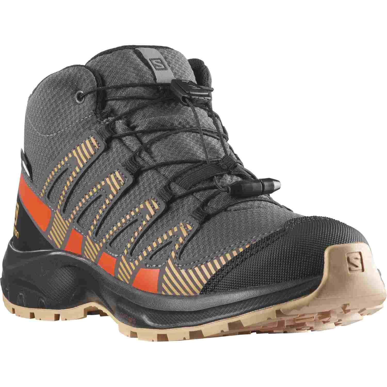 Botas de la marca Salomon XA PRO V8 MID para niños en color gris. 3/5