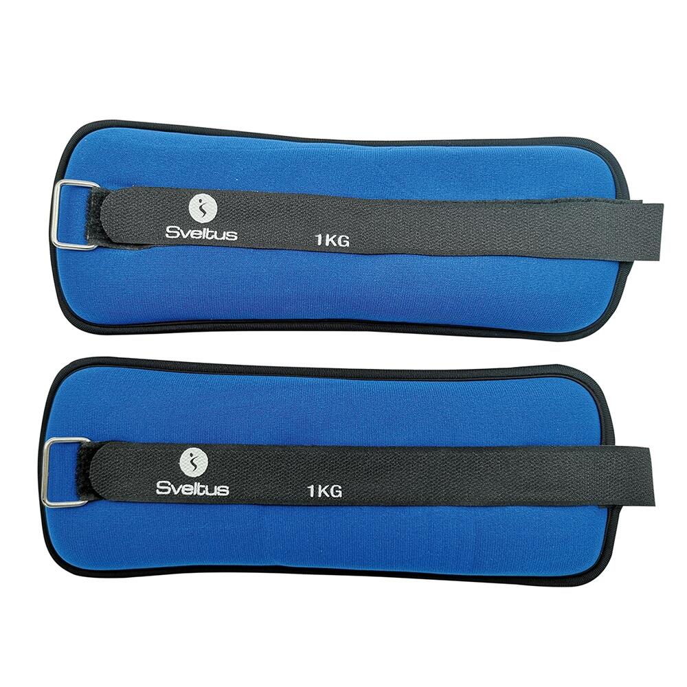 Polsini Zavorrati in Neoprene 2 kg, Blu, Regolabili per Pilates 3/3