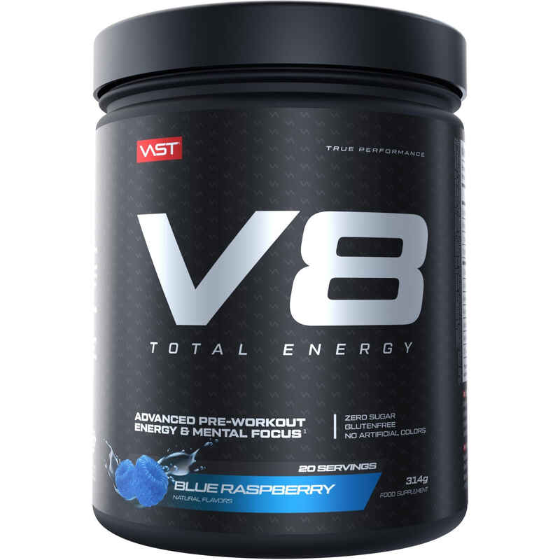 VAST V8 Total Energy (314g) - Pre Workout Booster - Blue Raspberry