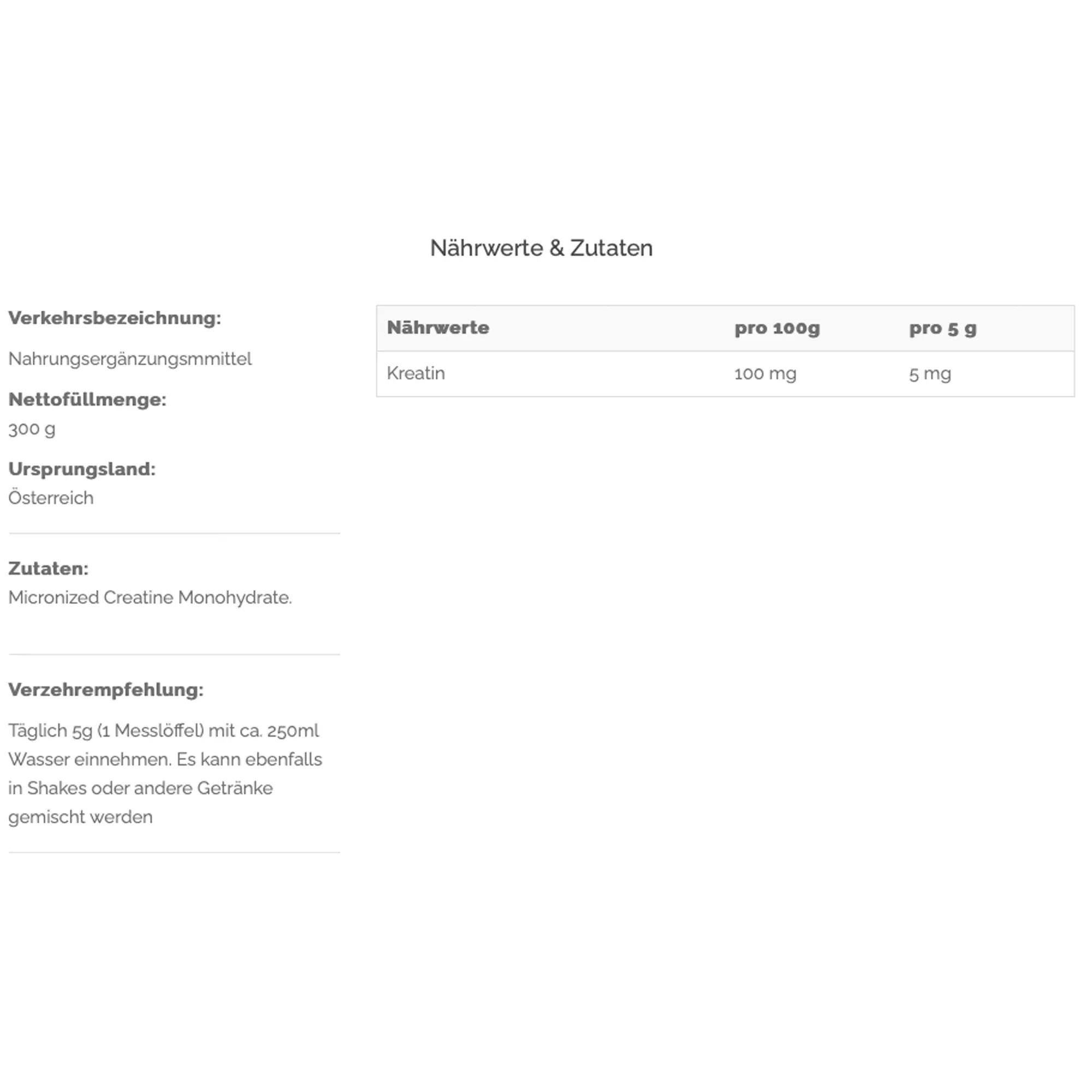 VAST Créatine Ultra Pure Poudre 300g 2/2