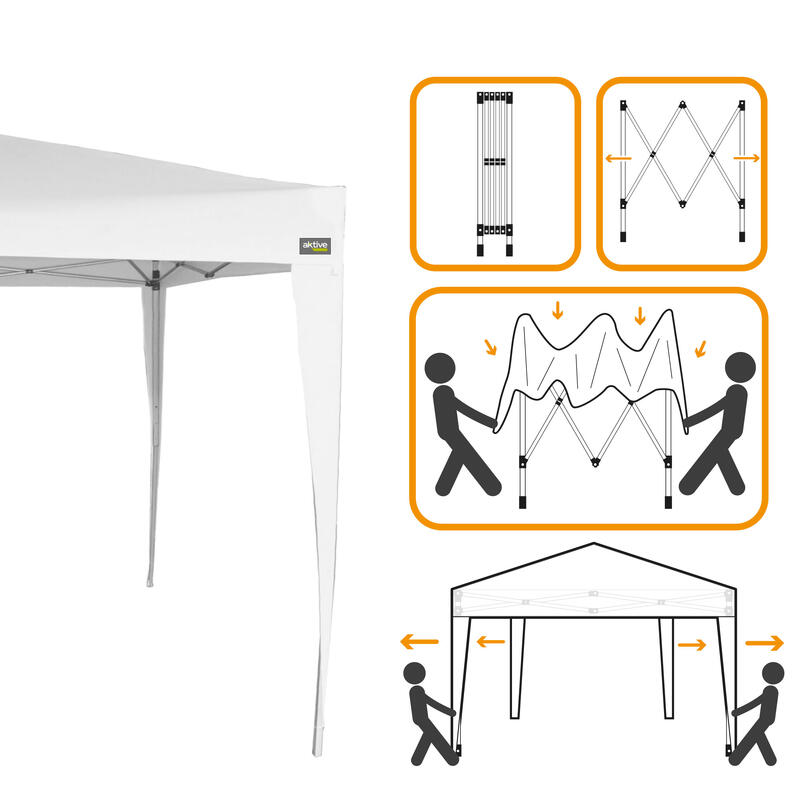 Cenador plegable blanco poliéster UV50 300x300x240/250 cm Aktive