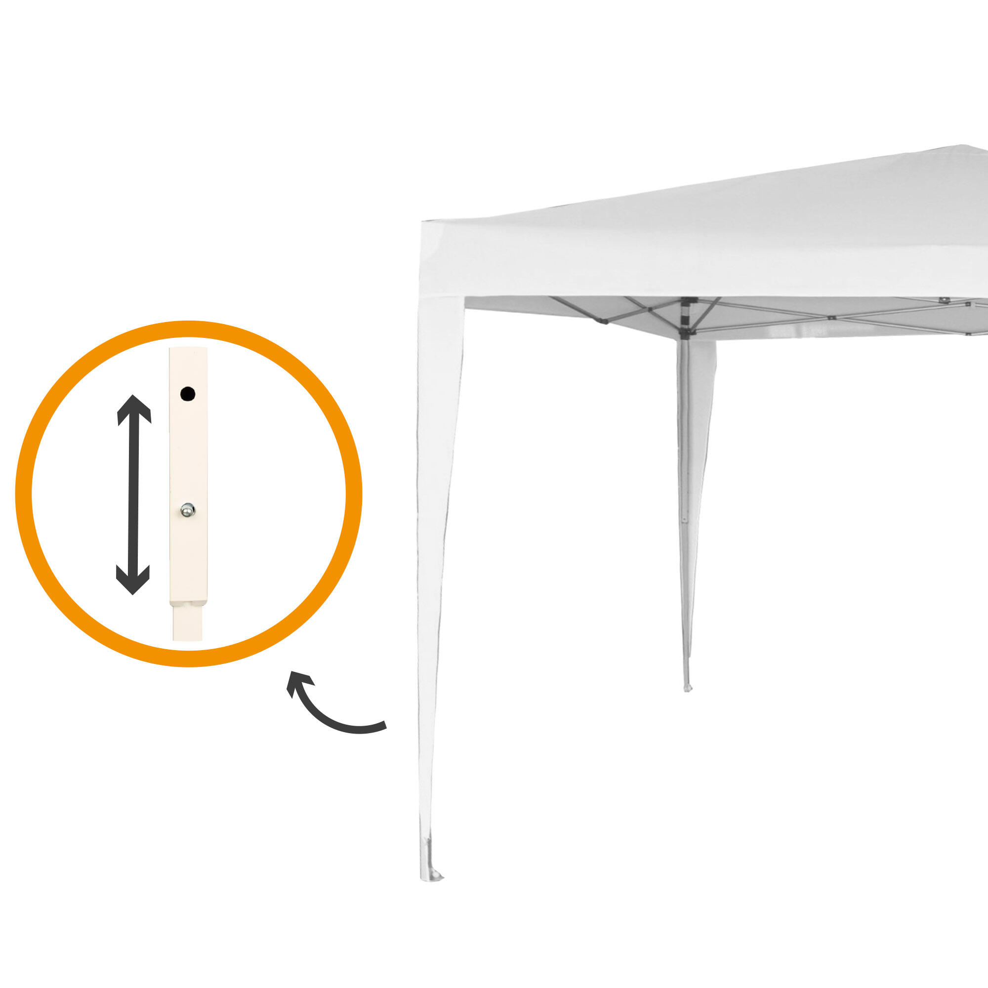 Tonelle pliant blanc polyester UV50 300x300x240/250 cm Aktive 6/7