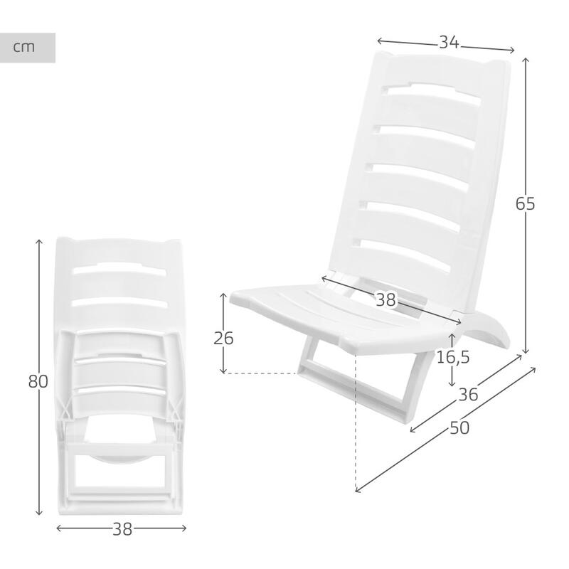 Silla playa plástico plegable baja color blanco Aktive