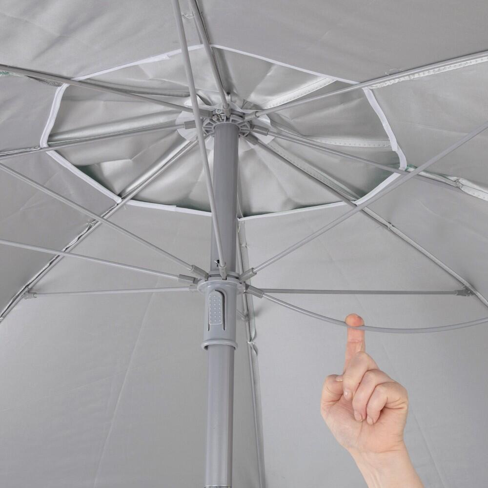 Parapluie de plage coupe-vent Ø190 cm bleu avec mât inclinable Aktive 7/7