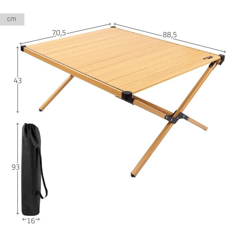 AKTIVE  - Table Pliante Glampling. Table de Camping, 89x70x43 cm, Terre
