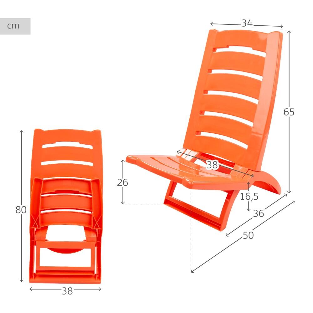 Silla playa plástico plegable baja coral Aktive 4/7